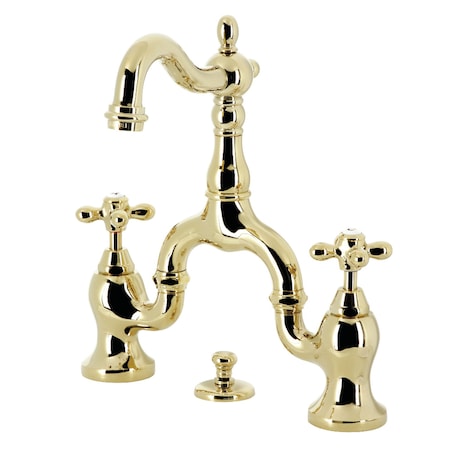 Kingston Brass Bridge Bathroom Faucet with Brass Pop-Up, Polished Brass KS7972AX